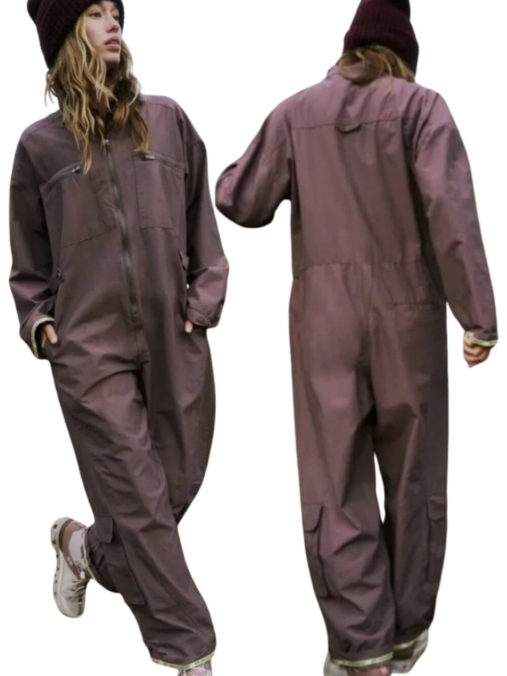 Free People FP Movement Mesmerize Me Coverall Jumpsuit Women's XS Purple NWOT